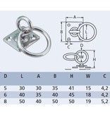 Aanlegring RVS met draaibaar oog met ring
