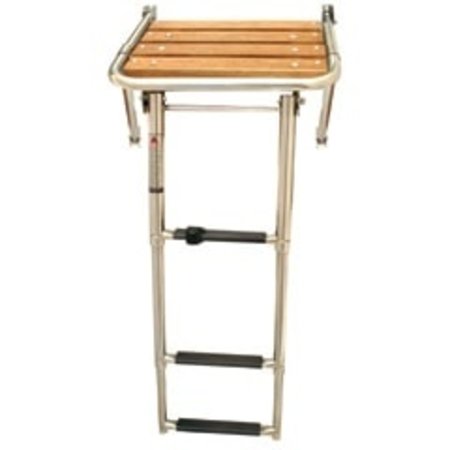 Houten zwemplateau met ladder