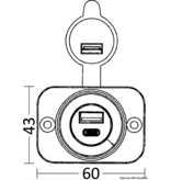 osculati USB poort dubbel - USB + USB C