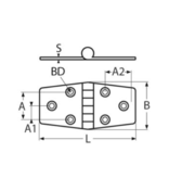 Vlakscharnier / RVS - 95x60mm