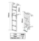 Zwemtrap klapbaar / RVS - Breedte 250mm