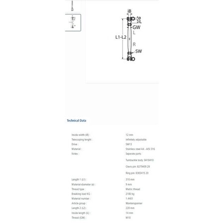 Wantspanner Gaffel / Gaffel RVS
