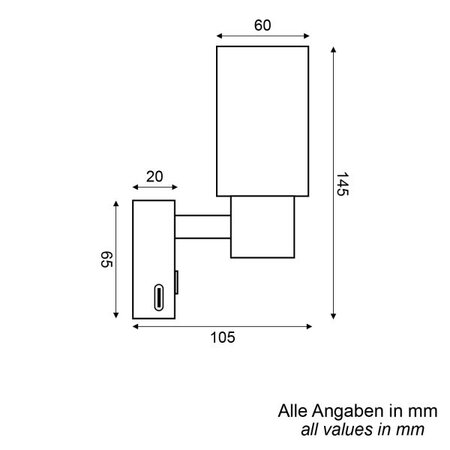 Talamex Talamex Wandlamp Girare LED Touch Dim 10-30 Volt met USB-C Lader