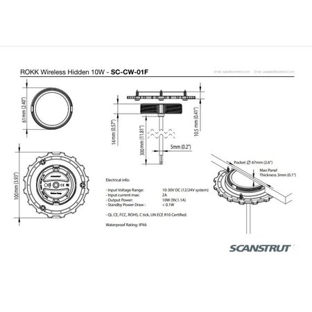 Rokk Draadloze & Waterdichte telefoonlader (12/24v)