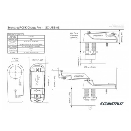 ROKK snellader pro IPX6 met USB-A en USB-C aansluiting