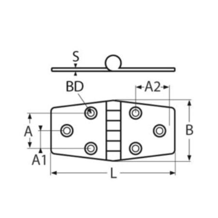 Vlakscharnier / RVS  95x60mm