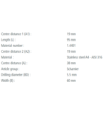 Vlakscharnier / RVS  95x60mm