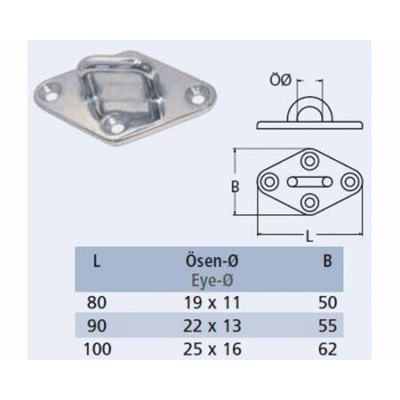 Oogbeugel ruitvormig / RVS