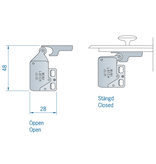 Deurvastzetter mini latch 28 x 48 mm