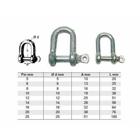 D-sluiting / Gegalvaniseerd 6mm