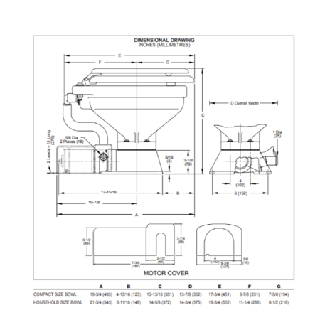 Jabsco Economy Regular elektr. toilet soft closing