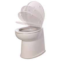 Jabsco De Luxe 17" elektr. toilet, recht met spoelwaterpomp soft closing