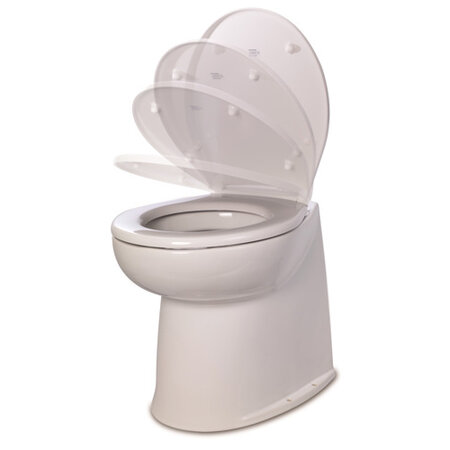 Jabsco De Luxe 17" elektr. toilet, recht met spoelwaterpomp soft closing