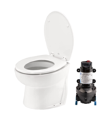 Jabsco De Luxe 14" elektr. toilet 12V, schuin met spoelwaterpomp, soft closing