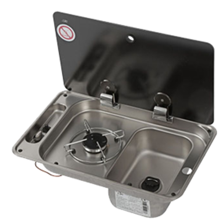 allpa Gaskomfoor met spoelbak vierkant Links en afdekplaat, brander: 1x medium