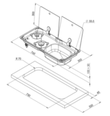 Allpa 2-Pits gaskomfoor met  spoelbak