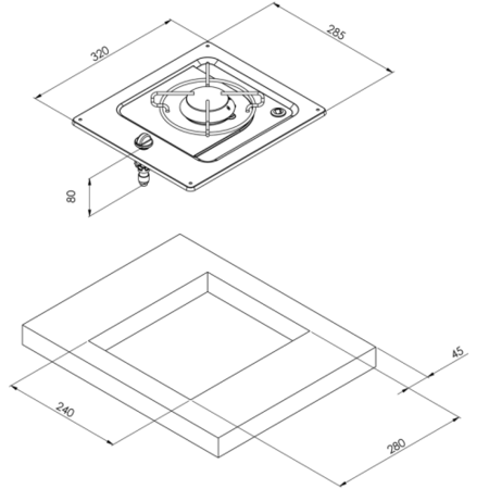 allpa Gaskomfoor RVS, brander: 1x medium