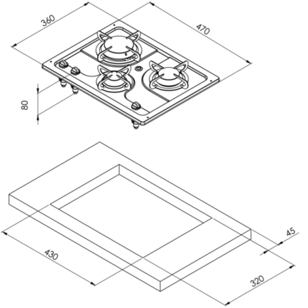 allpa Gaskomfoor RVS, 3 branders