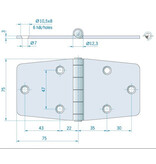Roca staartscharnier vlak RVS 150 x 75 mm