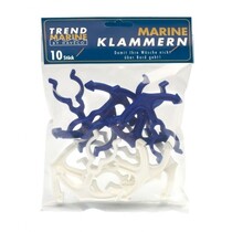 Railingknijpers in polybag 5 x wit / 5 x blauw