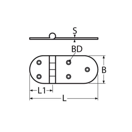 RVS Scharnier 146 x 65 mm
