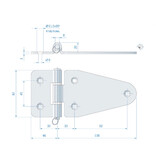 Roca scharnier RVS met uitneembare pen 184 x 82 mm