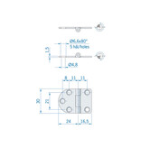 Roca vlakscharnier rond/recht RVS 40,5 x 30 mm