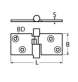 RVS scharnier motorkap 90 x 38 mm