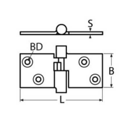 RVS scharnier motorkap 90 x 38 mm