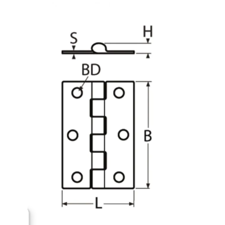 RVS scharnier 40 x 62 mm