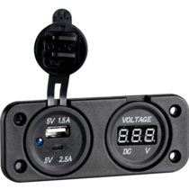 Digital recess voltmeter + double USB A-C
