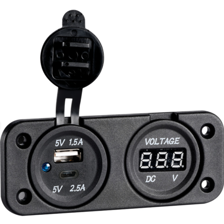 Digital recess voltmeter + double USB A-C