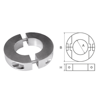 Aluminium anode voor Ø30mm-as ringvormig/dun
