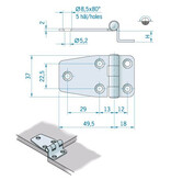 Roca staartscharnier hoek RVS 66 x 37 mm