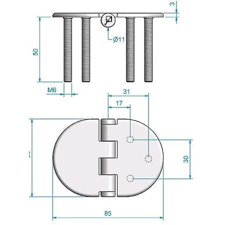 Vlakscharnier rond verdekt