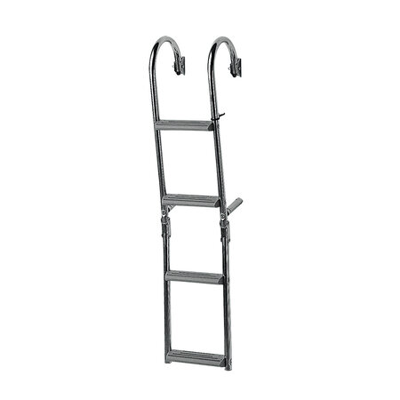 Opvouwbare ladder voor smalle achtersteken, 2+2 treden, inox 316, 180°