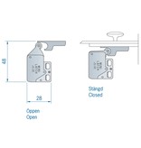 Deurvastzetter mini latch 28 x 48 mm