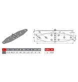 Staartscharnier vlak / RVS - 180 x 38 mm