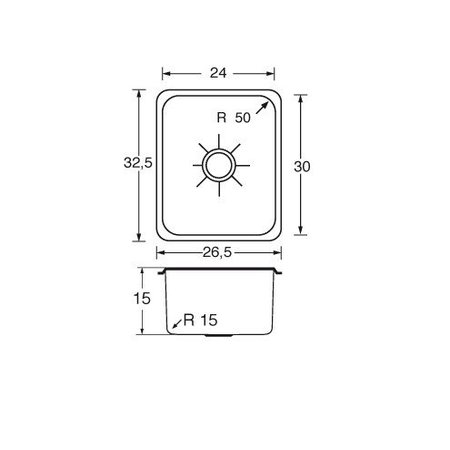 Barka wasbakken rechthoekig / mat RVS