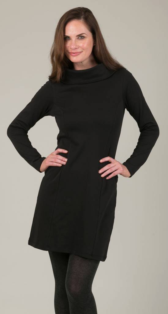 black roll neck dress