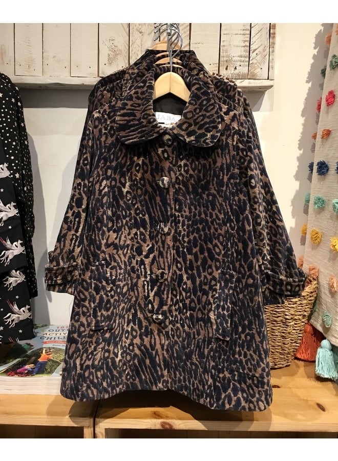 Jaba Kids Velvet Coat in Leopard