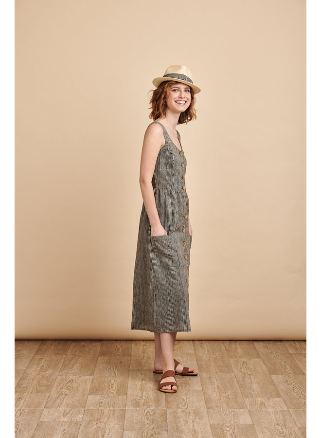 Penelope Sun Dress in Coffee Stripes