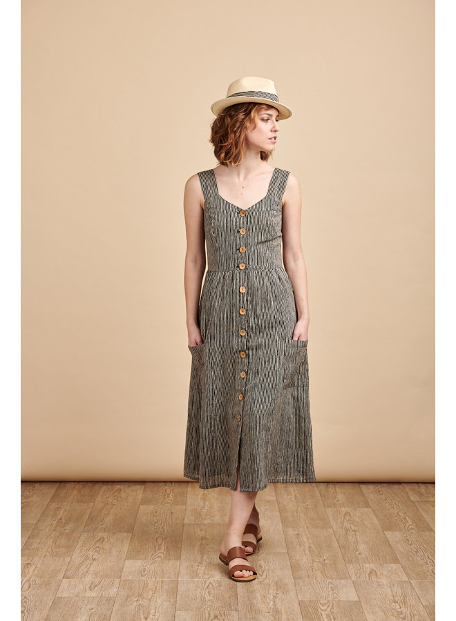 Penelope Sun Dress in Coffee Stripes