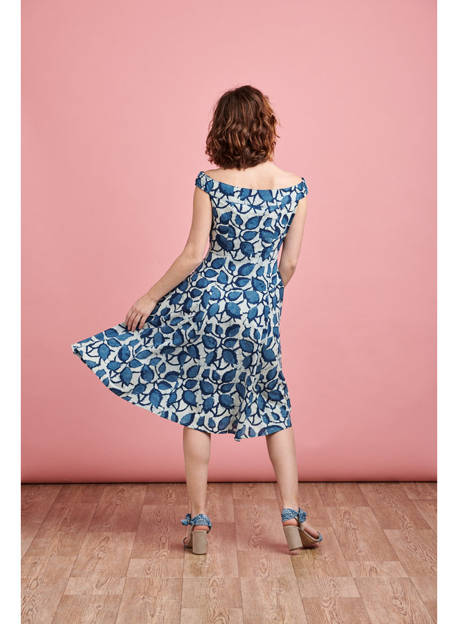 Lydia Dress in Blue Bean