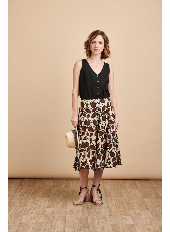 Florence Midi Skirt in Coffee Bean