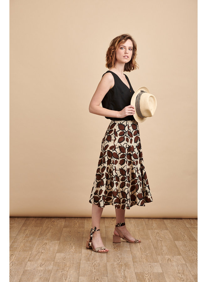 Florence Midi Skirt in Coffee Bean