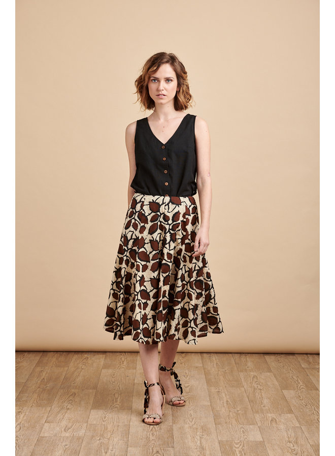 Florence Midi Skirt in Coffee Bean