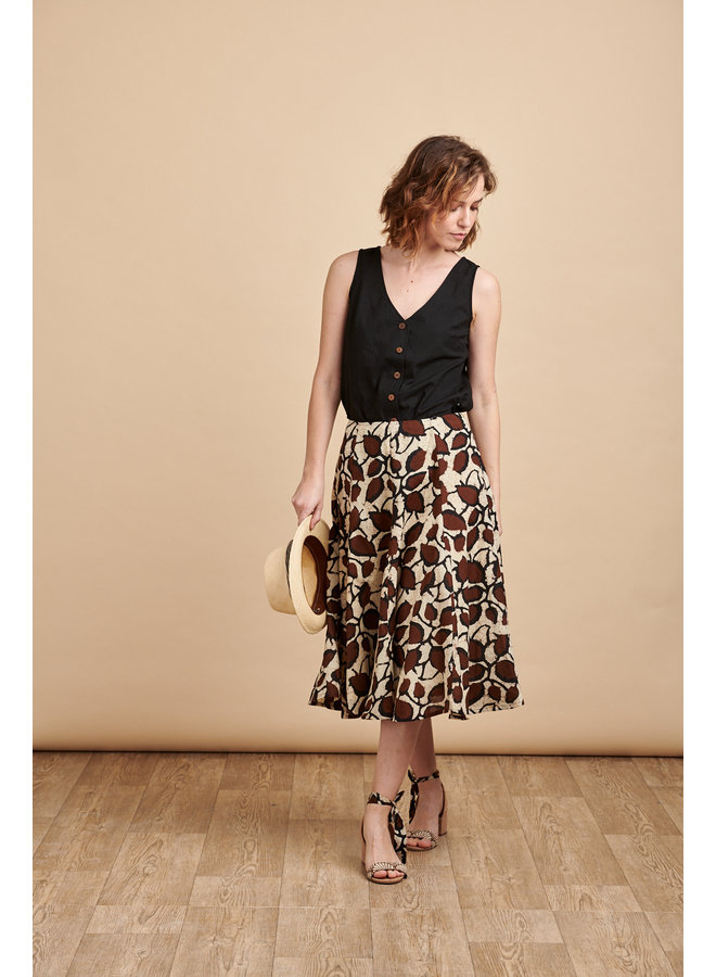 Florence Midi Skirt in Coffee Bean