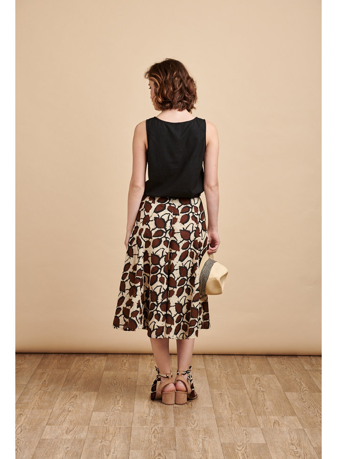 Florence Midi Skirt in Coffee Bean