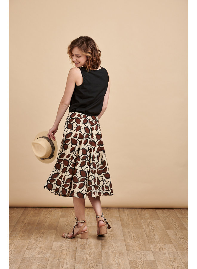 Florence Midi Skirt in Coffee Bean